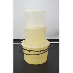 VTG Tupperware Rare Nesting Canisters 263 264 266 W/Lids & 1 Handle 433 Set of 3